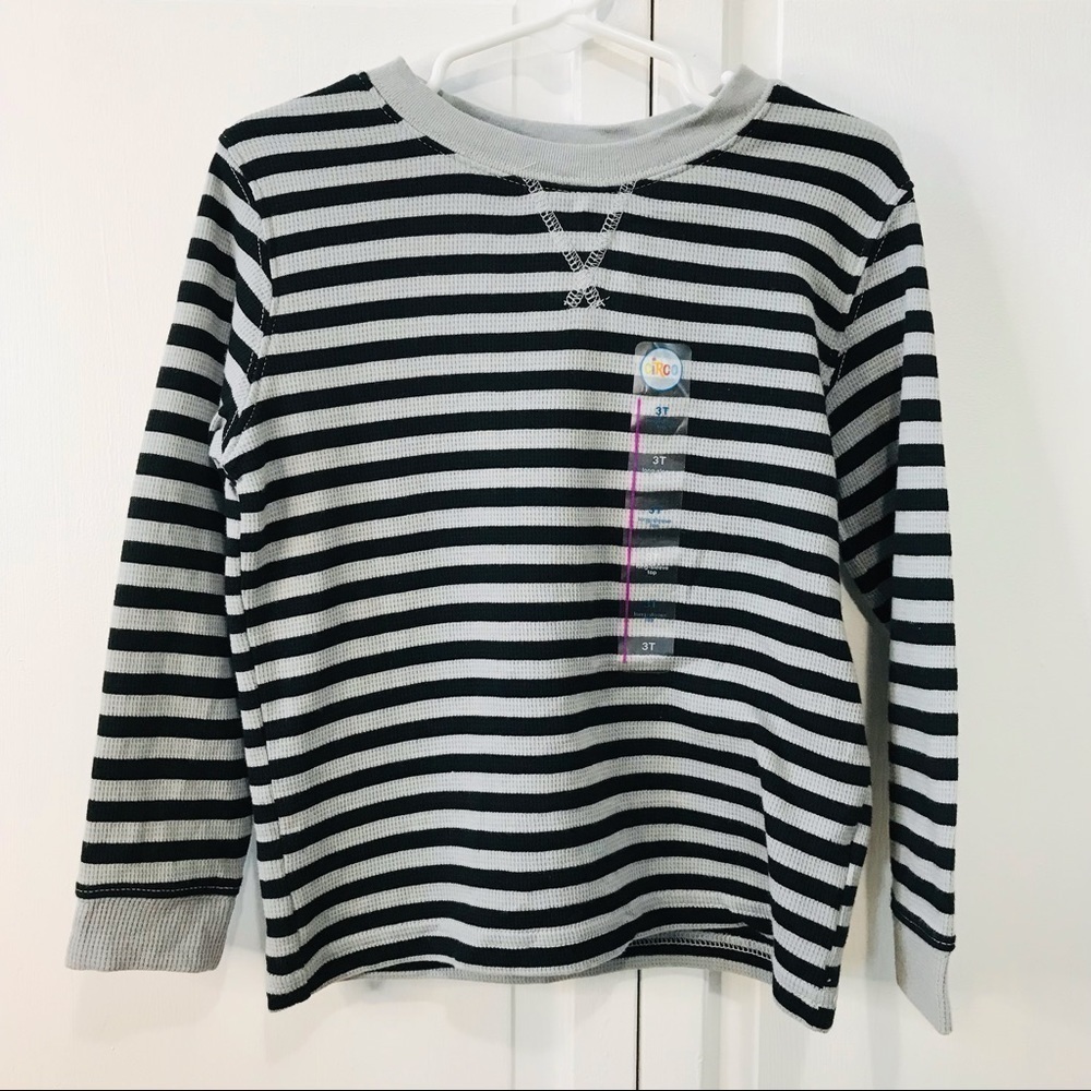 3/$25 CIRCO Gray Black Striped Cotton Long Sleeve Top Size 3T